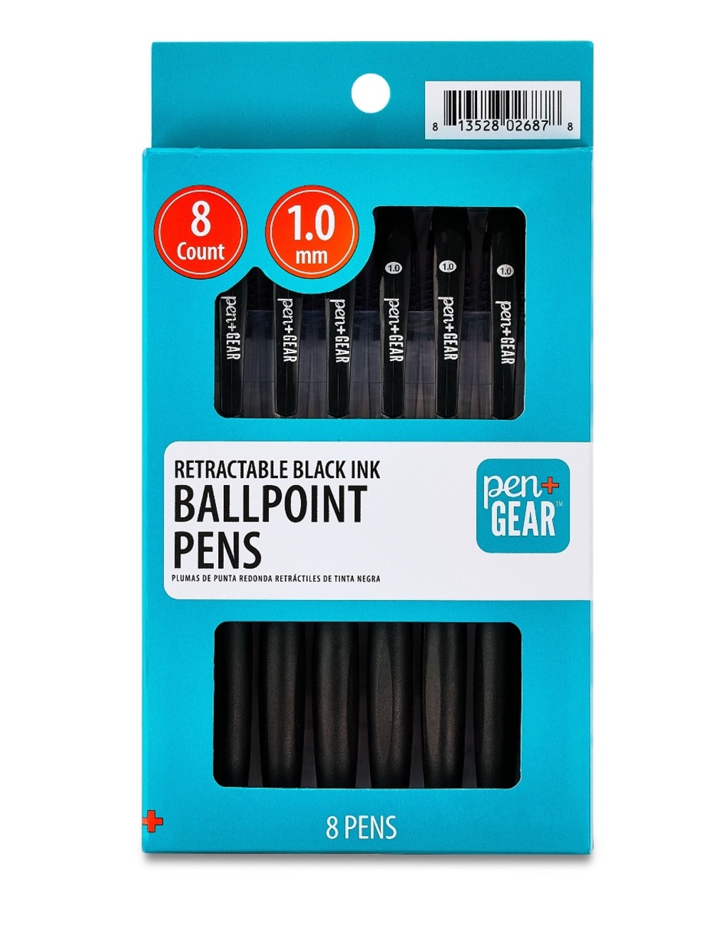 Pen+Gear Retractable 1.0 mm Medium Point Black 8 Count Ballpoint Pens NWT